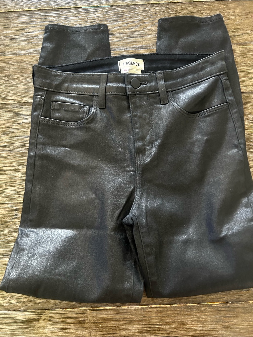L'AGENCE Black Coated Skinny Jeans